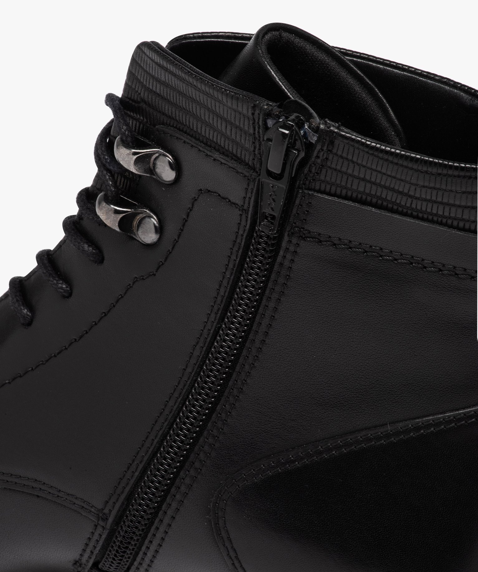 Boots en cuir lacées avec col fantaisie femme - Pierre Cardin noir | GEMO