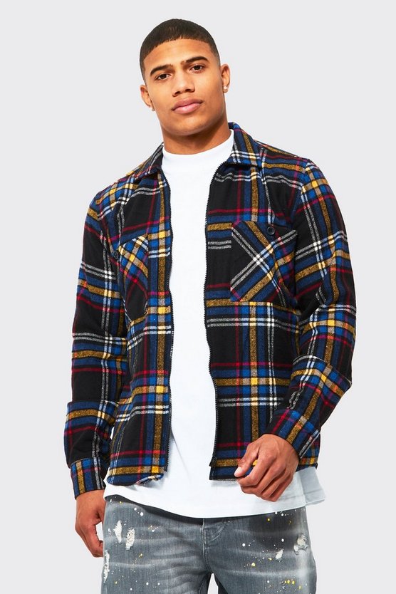 Kariertes Overshirt mit Reißverschluss