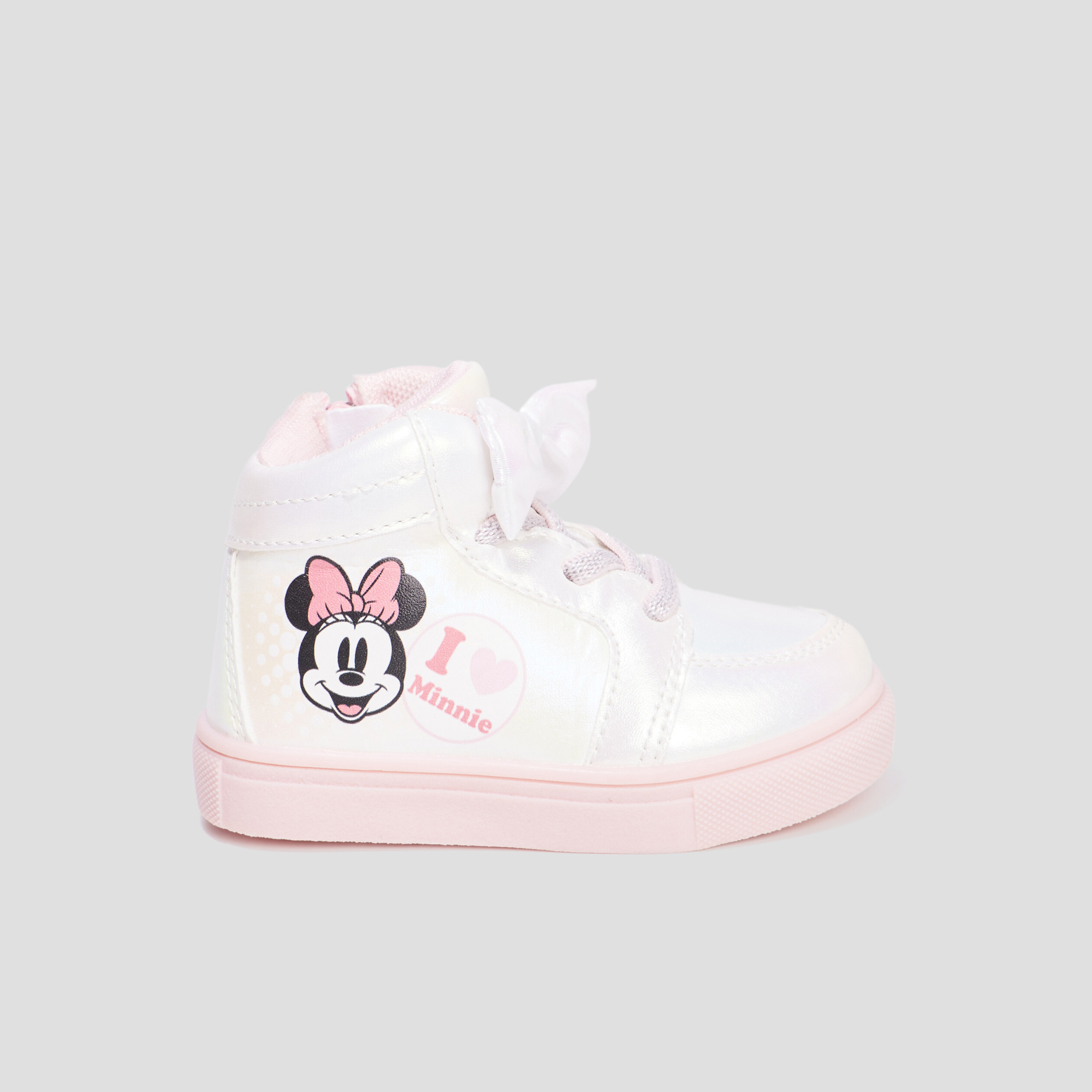 Baskets montantes zippées Minnie rose bébé fille | La Halle