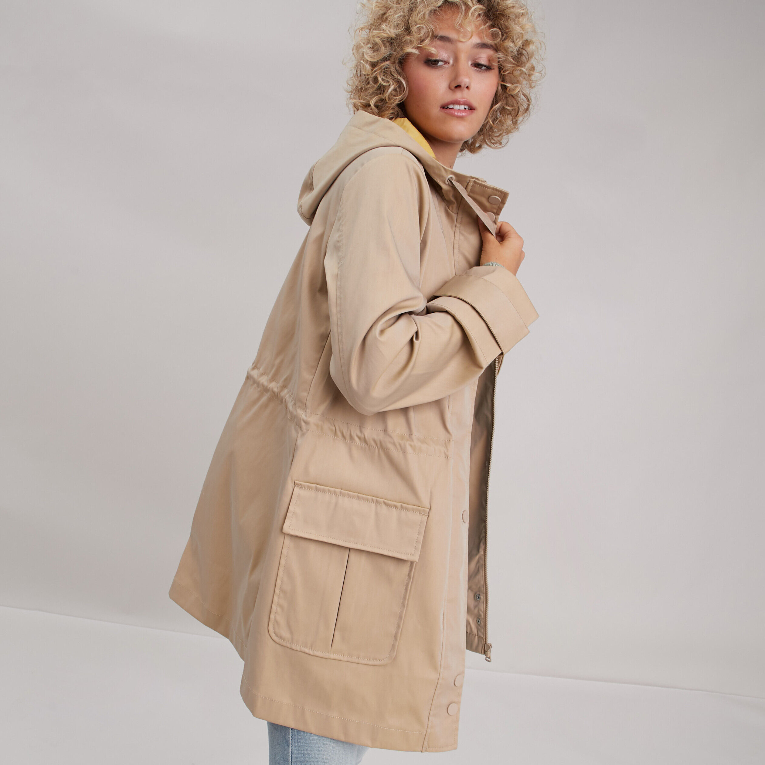 Parka droite à capuche sable femme | Cache Cache
