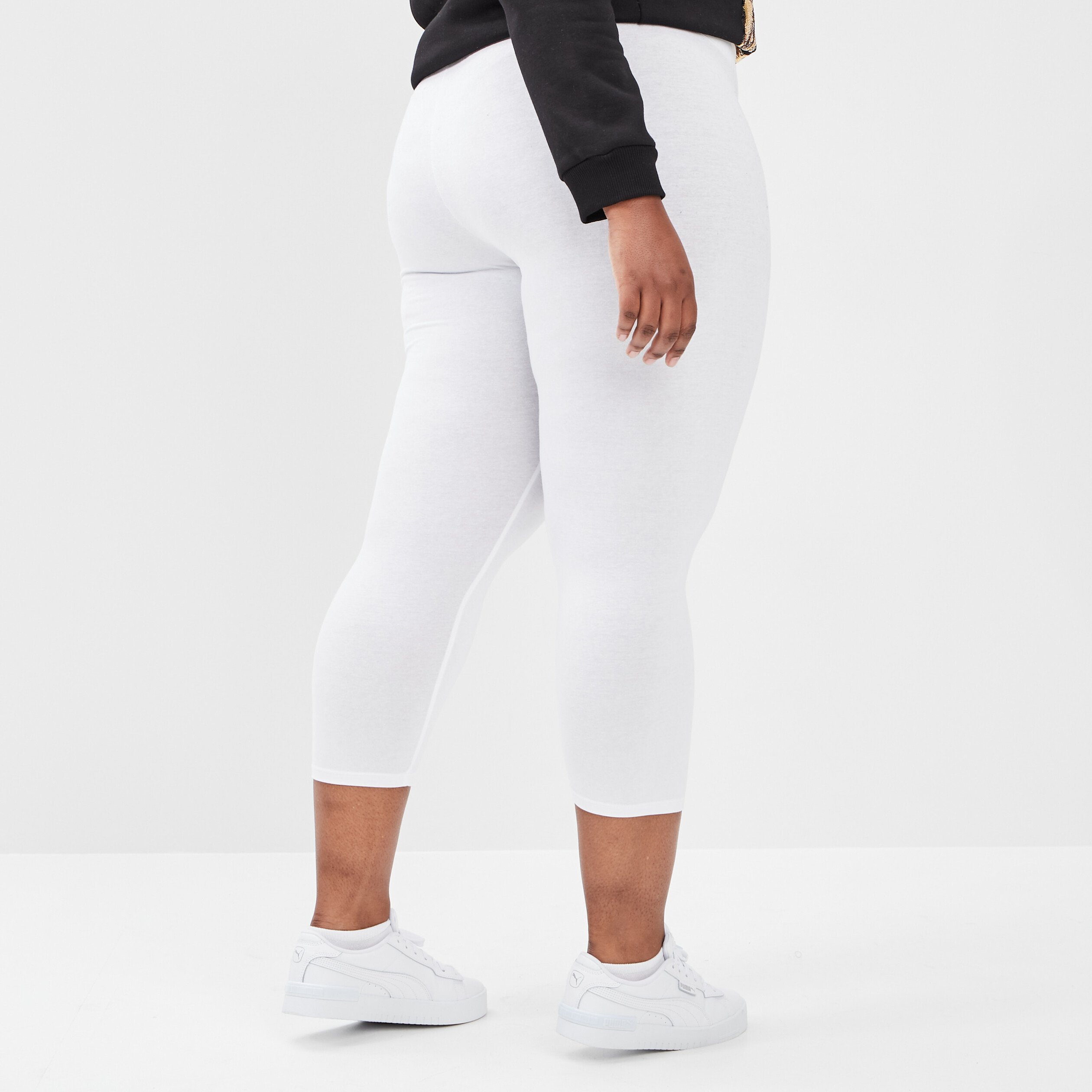 Leggings 7 8ème blanc femme grande taille | La Halle