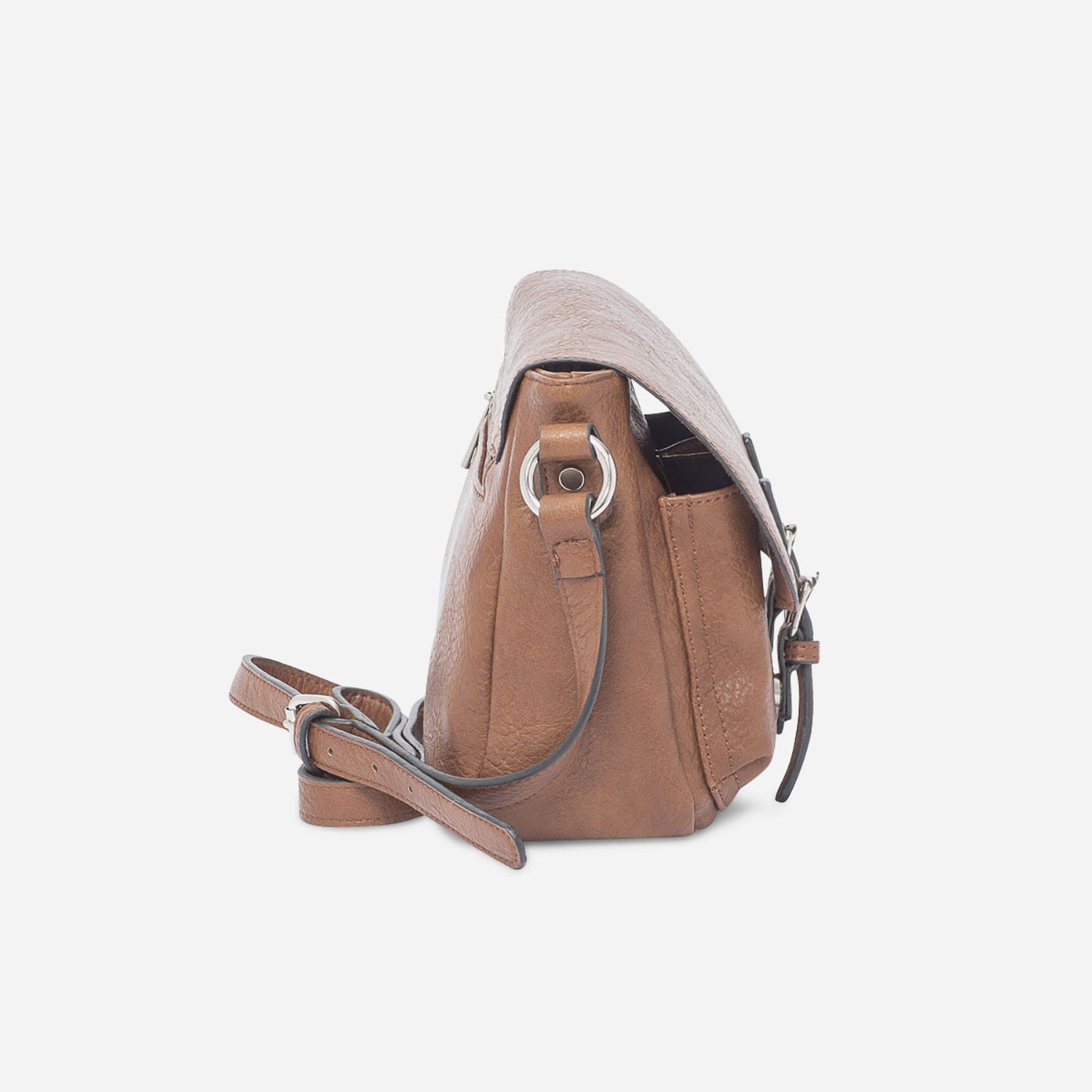 Sac bandoulière cognac à double boucle
