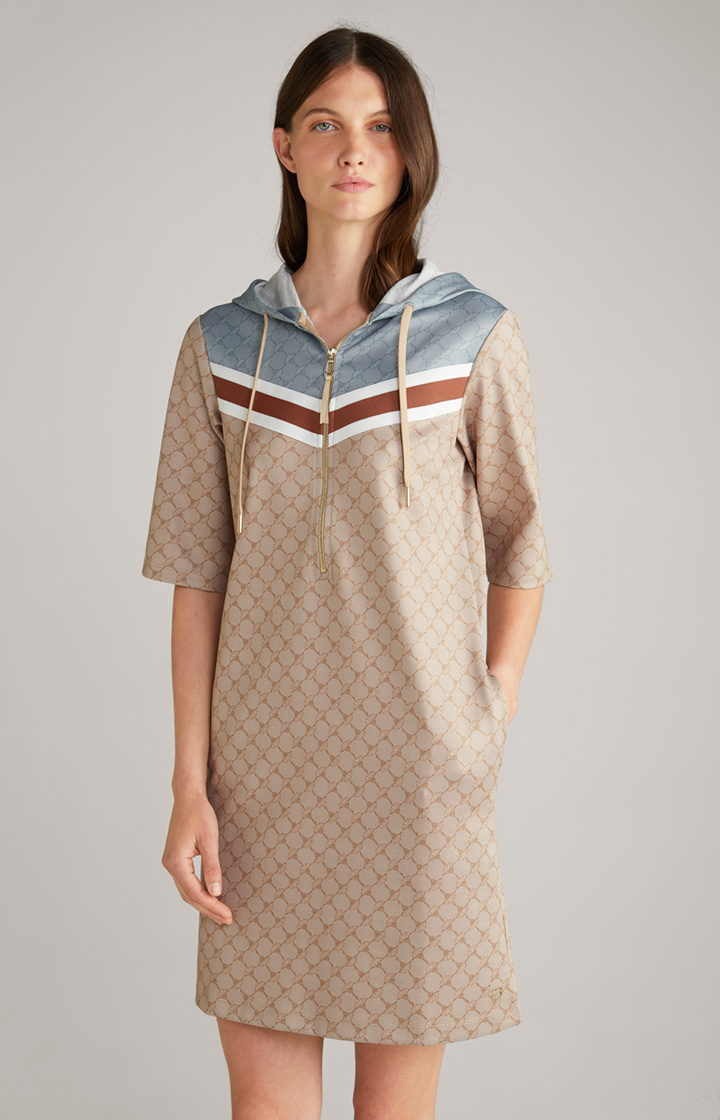 Sweat-Kleid in Beige gemustert