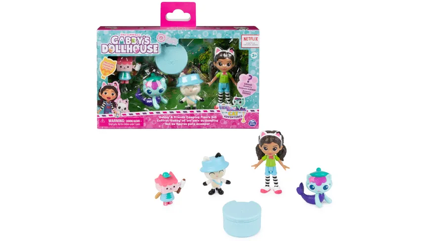 Gabby's Dollhouse, Camping Figuren Set, Gabby mit 3 Katzenfiguren