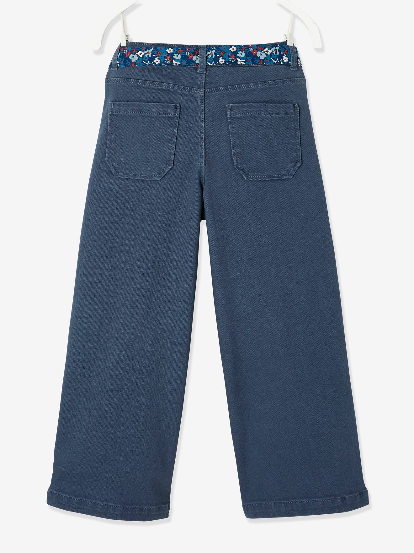 Pantalon large fille coupe 7/8 ème. gris