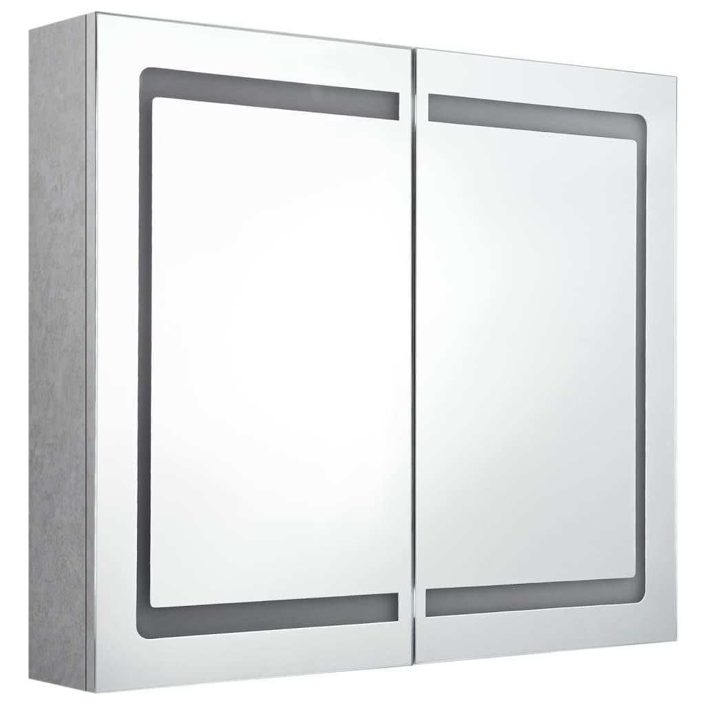 vidaXL Badezimmerspiegelschrank LED-Spiegelschrank fürs Bad Betongrau 80x12x68 cm (1-St)