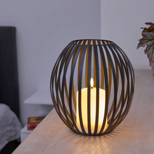 LED-Kerzenlaterne, schwarz