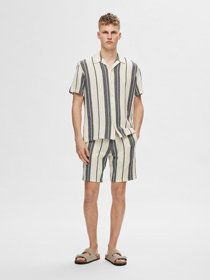 SELECTED HOMME Hemd in Creme/ Blau günstig kaufen