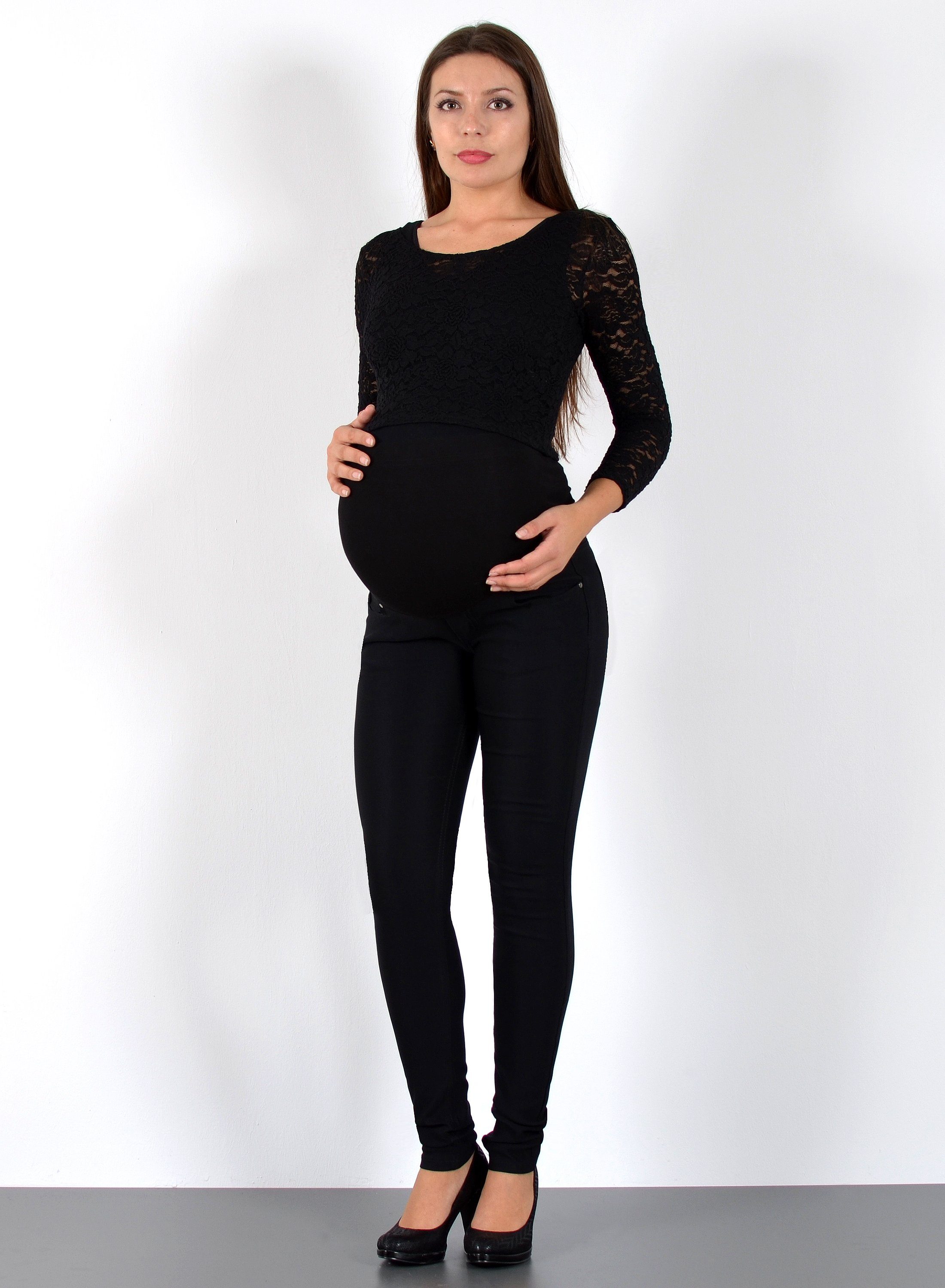 ESRA Umstandsjeans J530 Skinny Fit Schwangerschaftshose mit elastischem Bund, Schwangerschaftsjeans, mit hoher Leibhöhe und Stretch, bis Übergröße / Plussize Große Größe, Umstandshose für Schwangerschaft, Maternity Jeans Hose Umstandsjeans High Waist