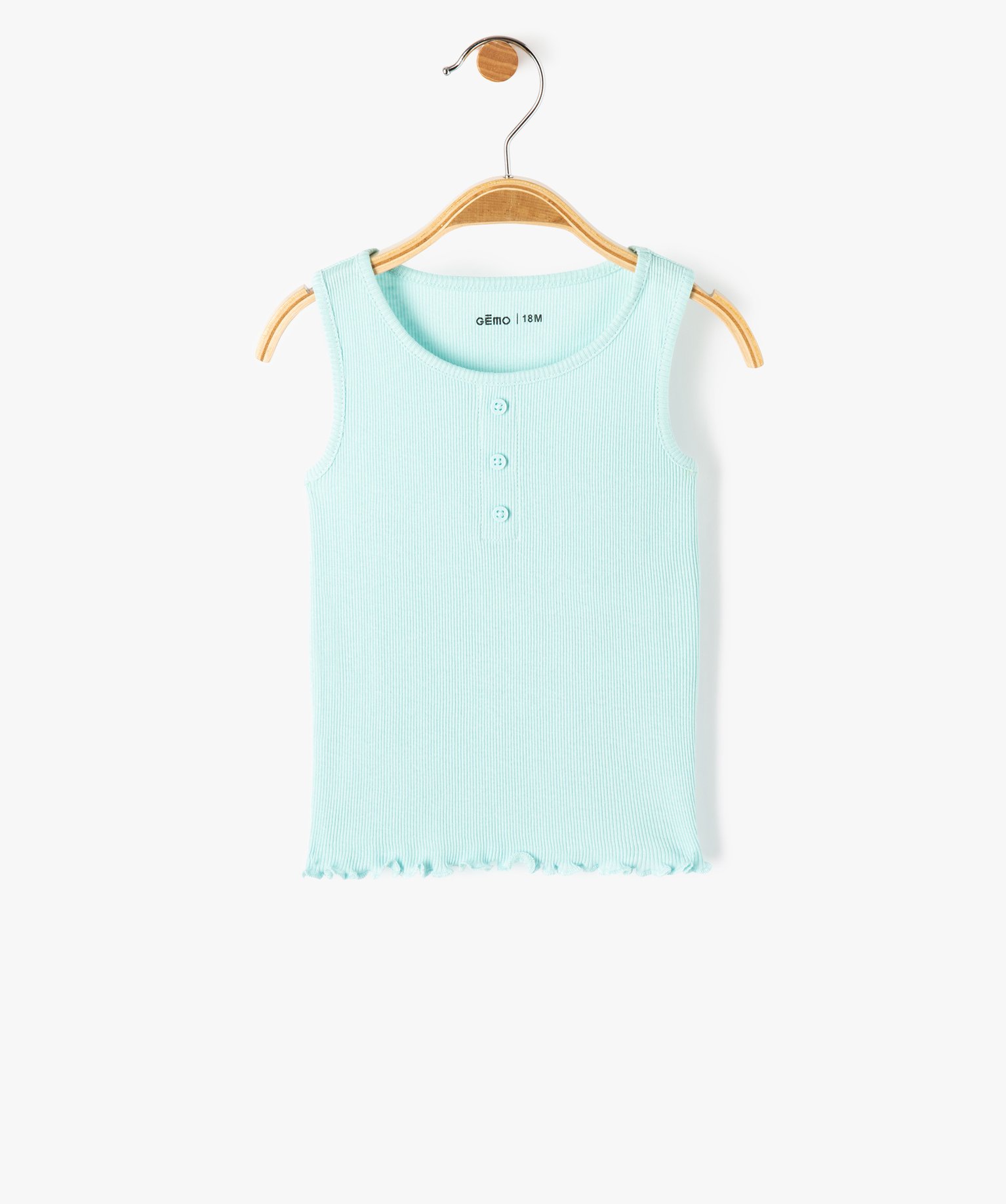 Débardeur bébé fille en maille ctelée vert | GEMO