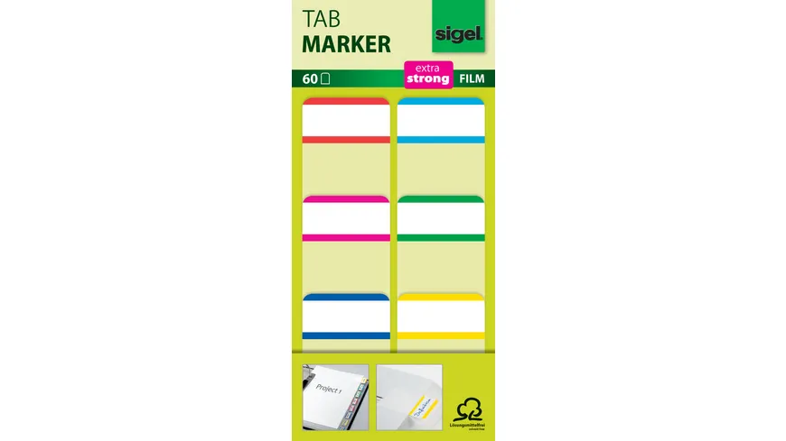 sigel Tabmarker extra stark Neonfarben 60Blatt