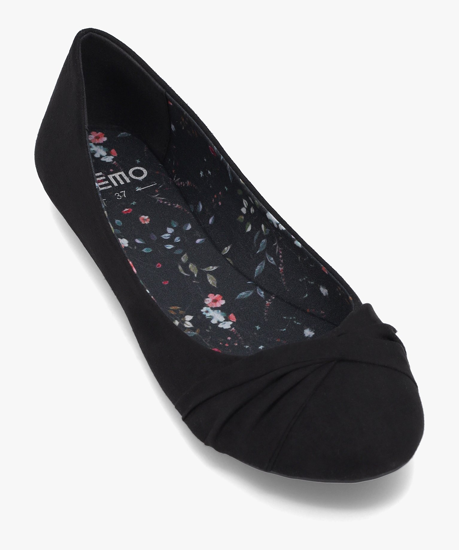 Ballerines femme unies avec bout drapé noir | GEMO