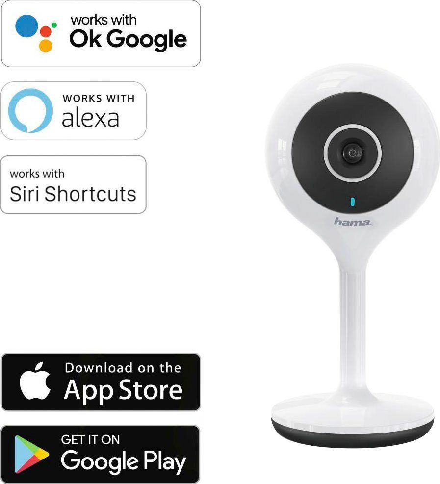 Hama WiFi-Kamera 1080p Bewegungssensor u.Nachtsichtfunktion Mit App indoor Smart Home Kamera (Innenbereich, Nachtsicht,eingebautes Mikrofon)