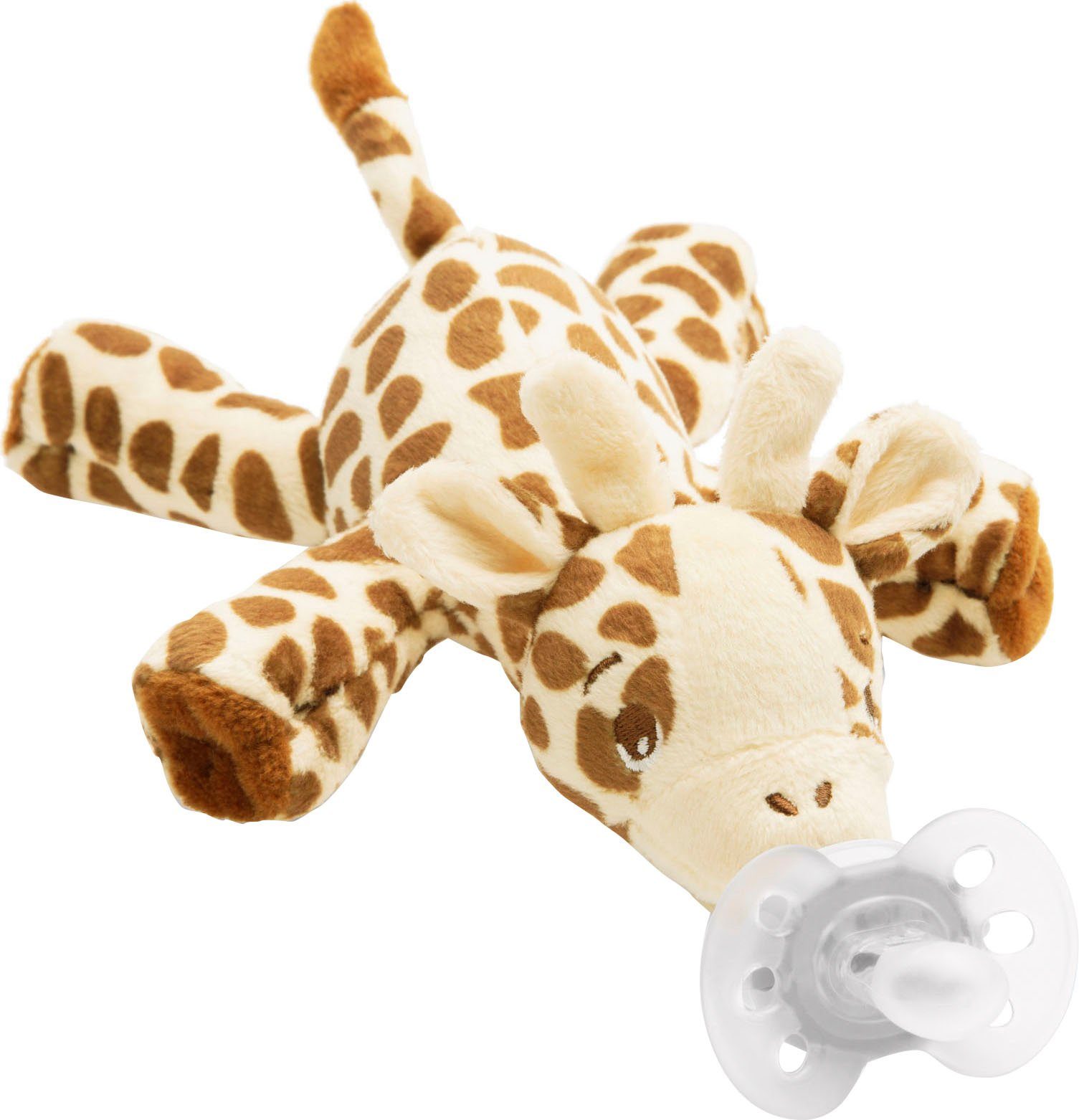 Philips AVENT Schnullerbefestigung SCF348/11, (Set, 2-tlg., Ultraweiches Kuscheltier mit Schnuller), Schnullertier Giraffe