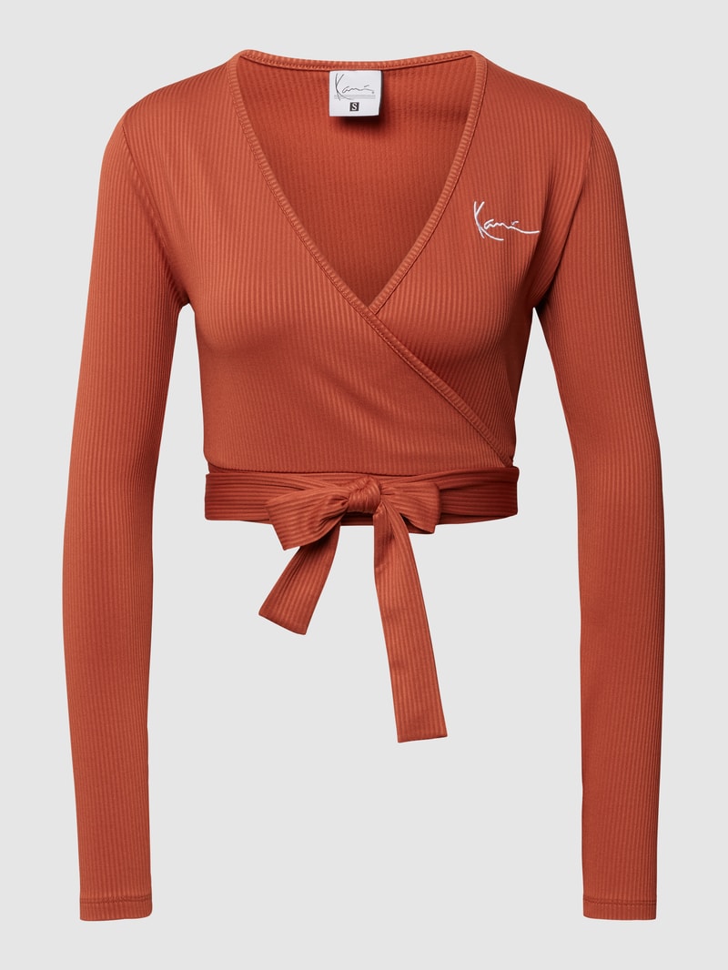 Cropped Longsleeve in Wickel-Optik in rostrot