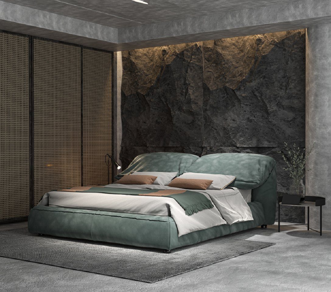 JVmoebel Bett Grünes Schlafzimmer Bett Designer Luxus Material Holzgestell (1-tlg., Nur Bett), Made in Europa