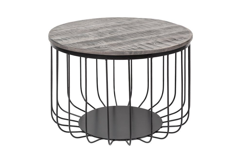 riess-ambiente Couchtisch FACTORY LOFT Ø60cm grau / schwarz (Einzelartikel, 1-St), Wohnzimmer · Mango-Massivholz · rund · Metall · handmade · Industrial