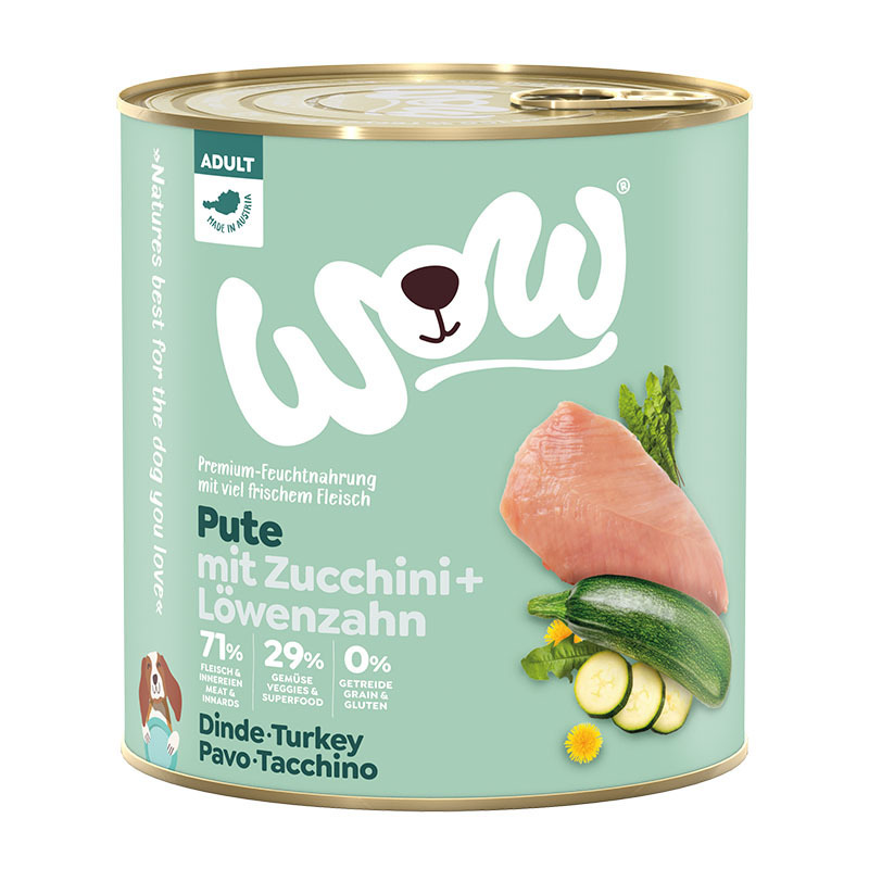 WOW Hundenassfutter WOW Adult 6x800g Pute mit Zucchini