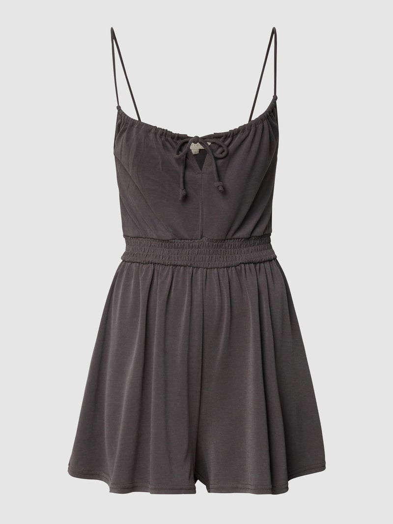 Playsuit mit Smok-Details in anthrazit