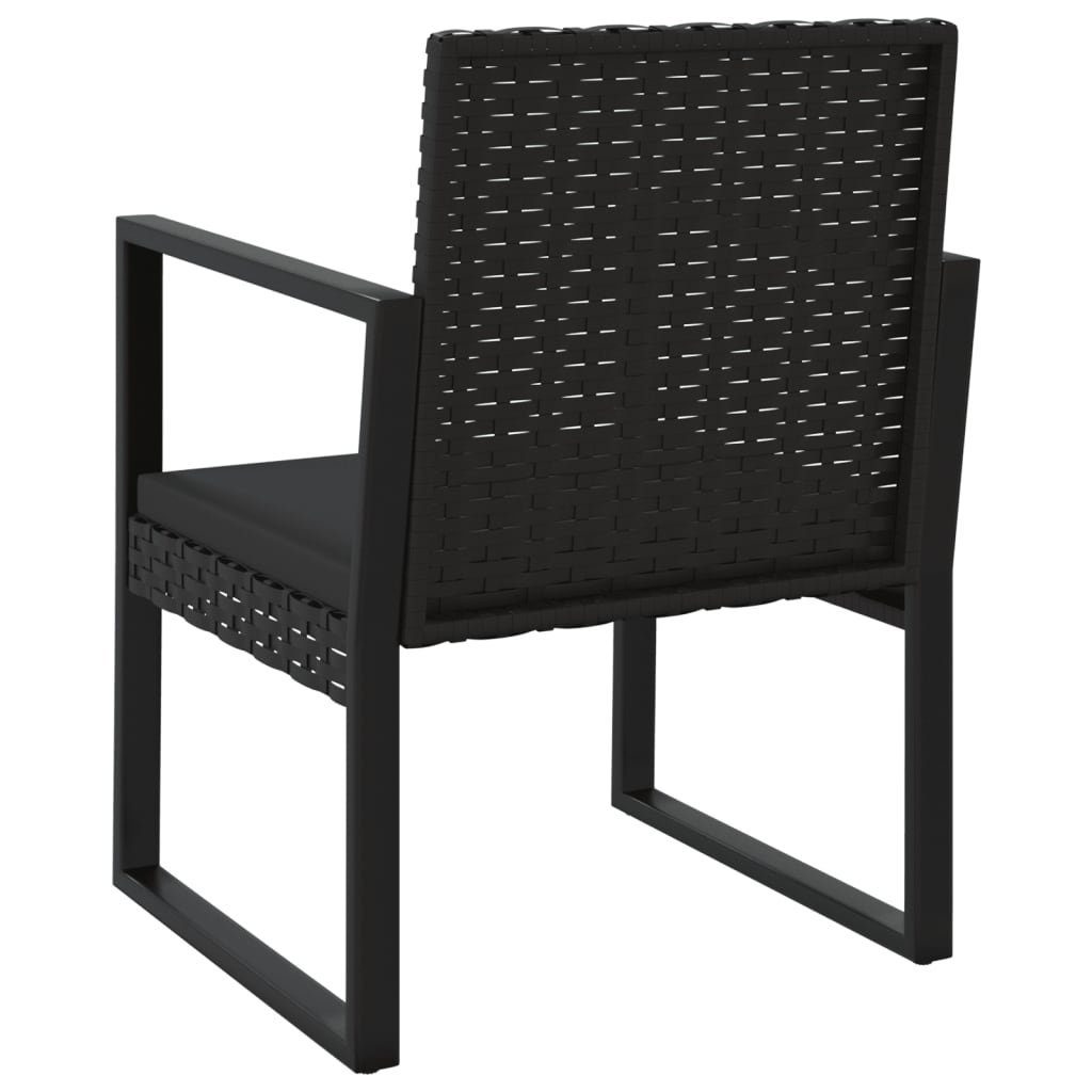 vidaXL Loungesofa 3-tlg. Garten-Lounge-Set mit Kissen Schwarz Poly Rattan, 3 Teile