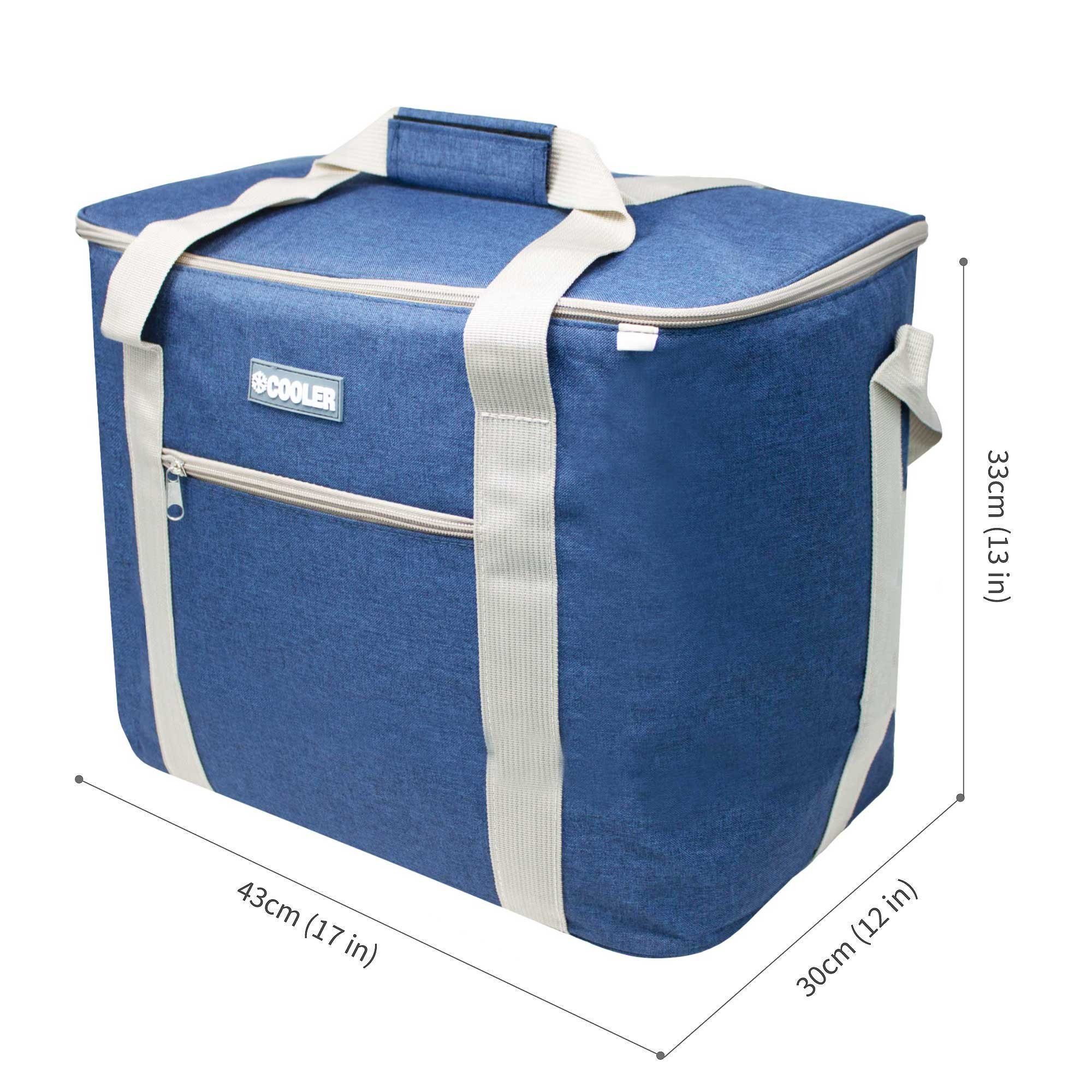 ToCi Kühltasche 36 Liter große Kühltasche Kühlbox Navy-Blau mit 6er-Set Kühlakkus