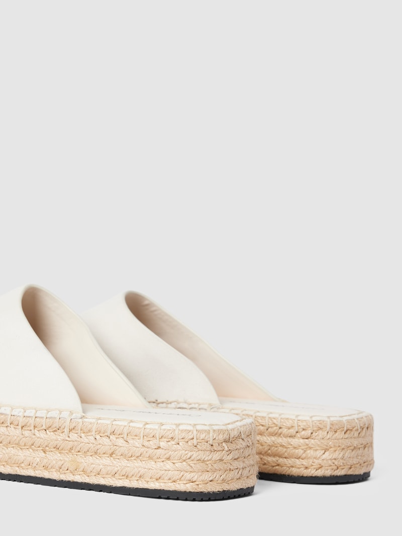 Mules aus Leder mit Plateausohle Modell 'ROPE' in weiss