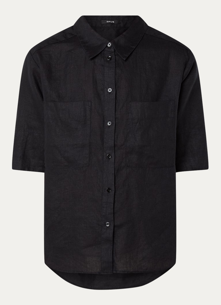 OPUS  Filalia blouse van linnen met borstzakken