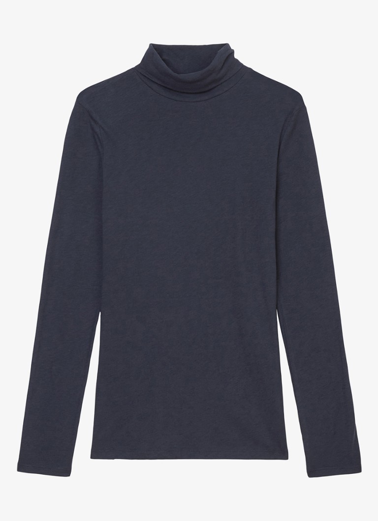 Tricou Marc O'Polo din denim elastic cu mânecă lungă și guler înalt