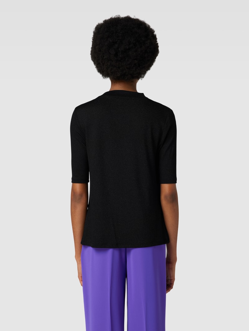 T-Shirt mit Wasserfall-Ausschnitt in schwarz
