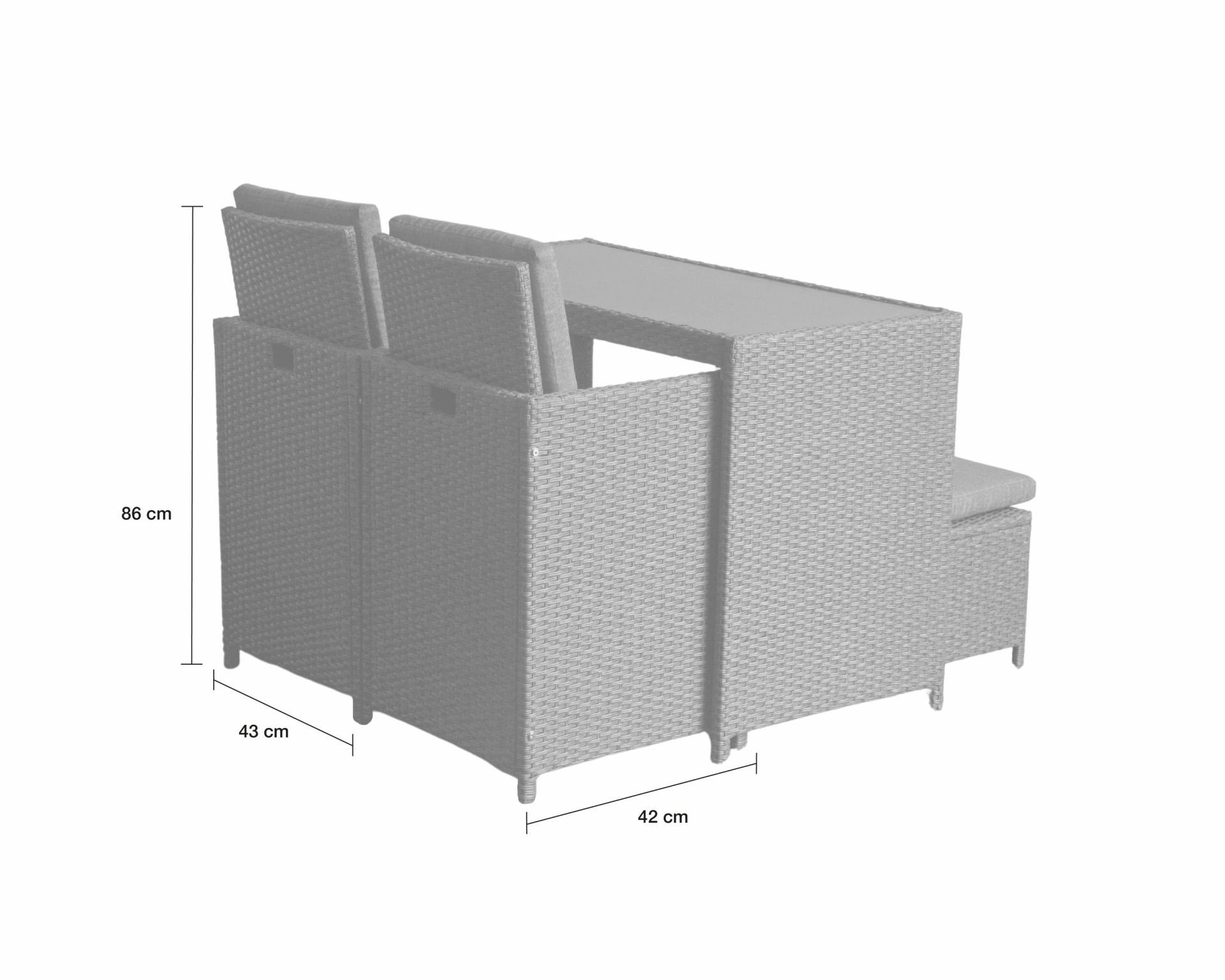 dasmöbelwerk Balkonset Balkonset XL 5tlg. Terrassenset Steingrau, lässt sich bei Nichtnutzung platzsparend ineinanderschieben