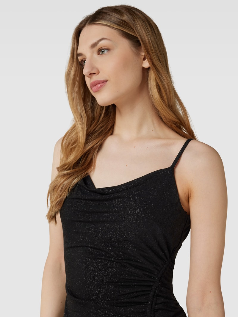 Cocktailkleid mit Effektgarn in schwarz