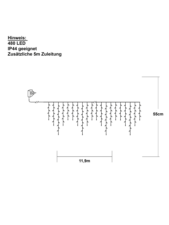 STAR Trading LED Lichtervorhang ,Golden Warm White', 480 LEDs, 12m in Schwarz günstig kaufen onesize