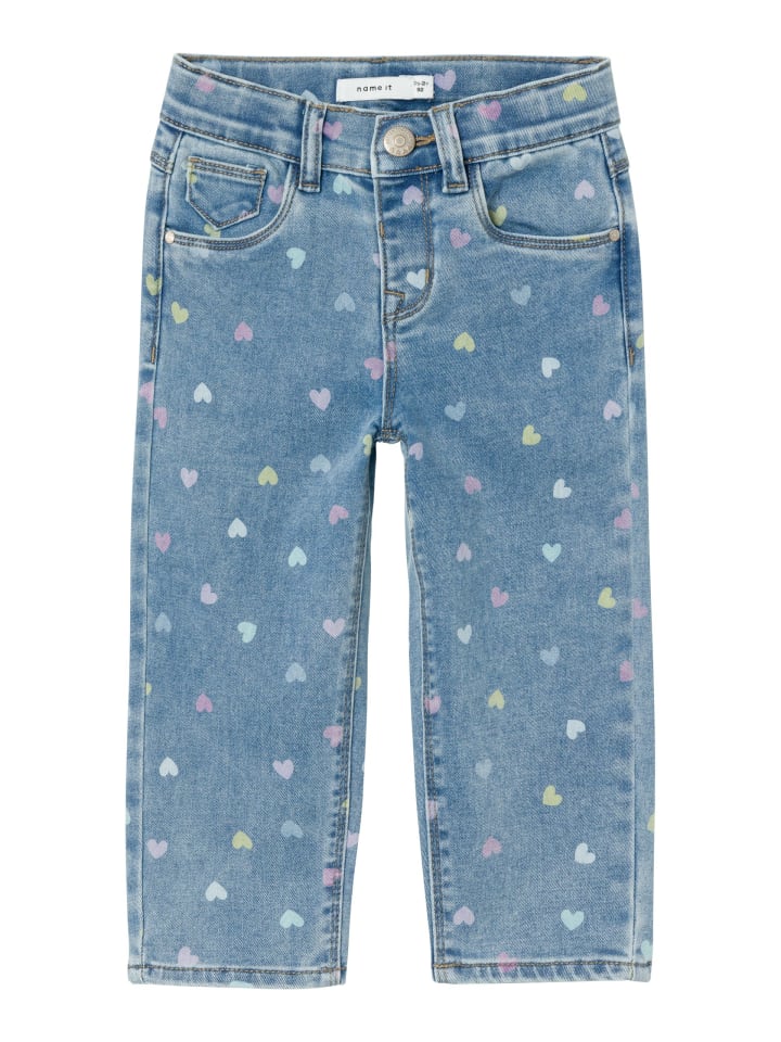 name it Jeans Herzchenprint NMFBELLA MOM SHAPED JEANS in medium blue denim günstig kaufen