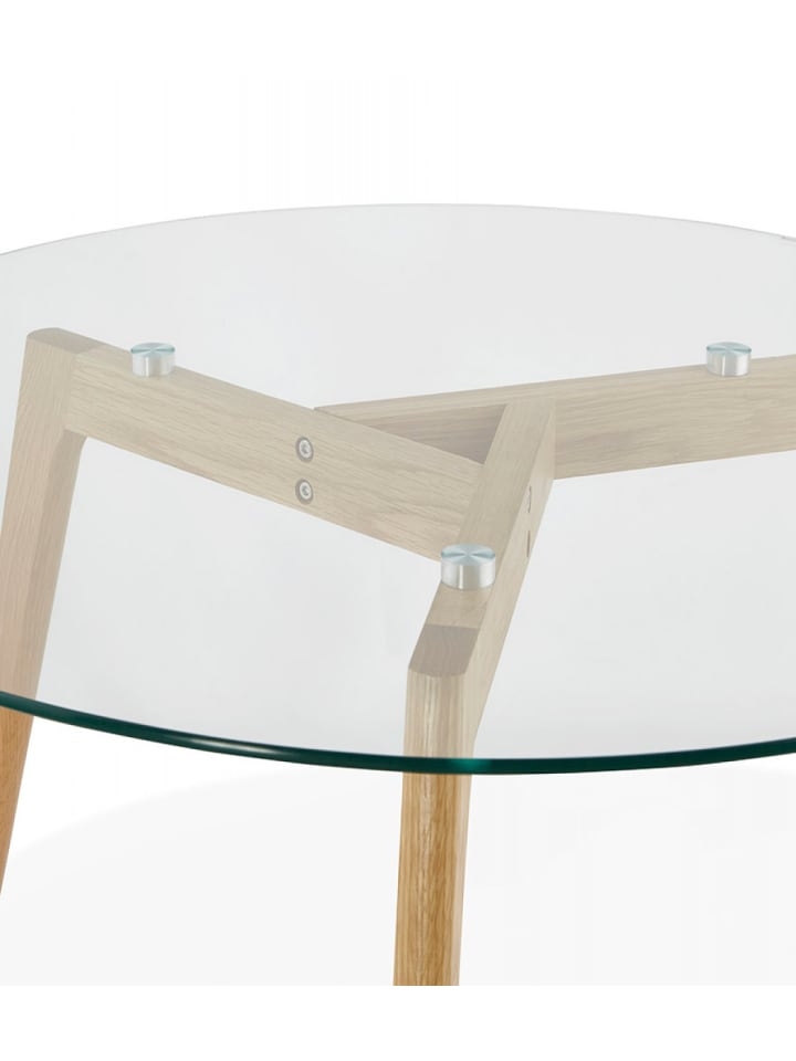 KADIMA DESIGN Runder Glas Couchtisch mit Eichenholz Beinen | Zeitgenössisch günstig kaufen onesize