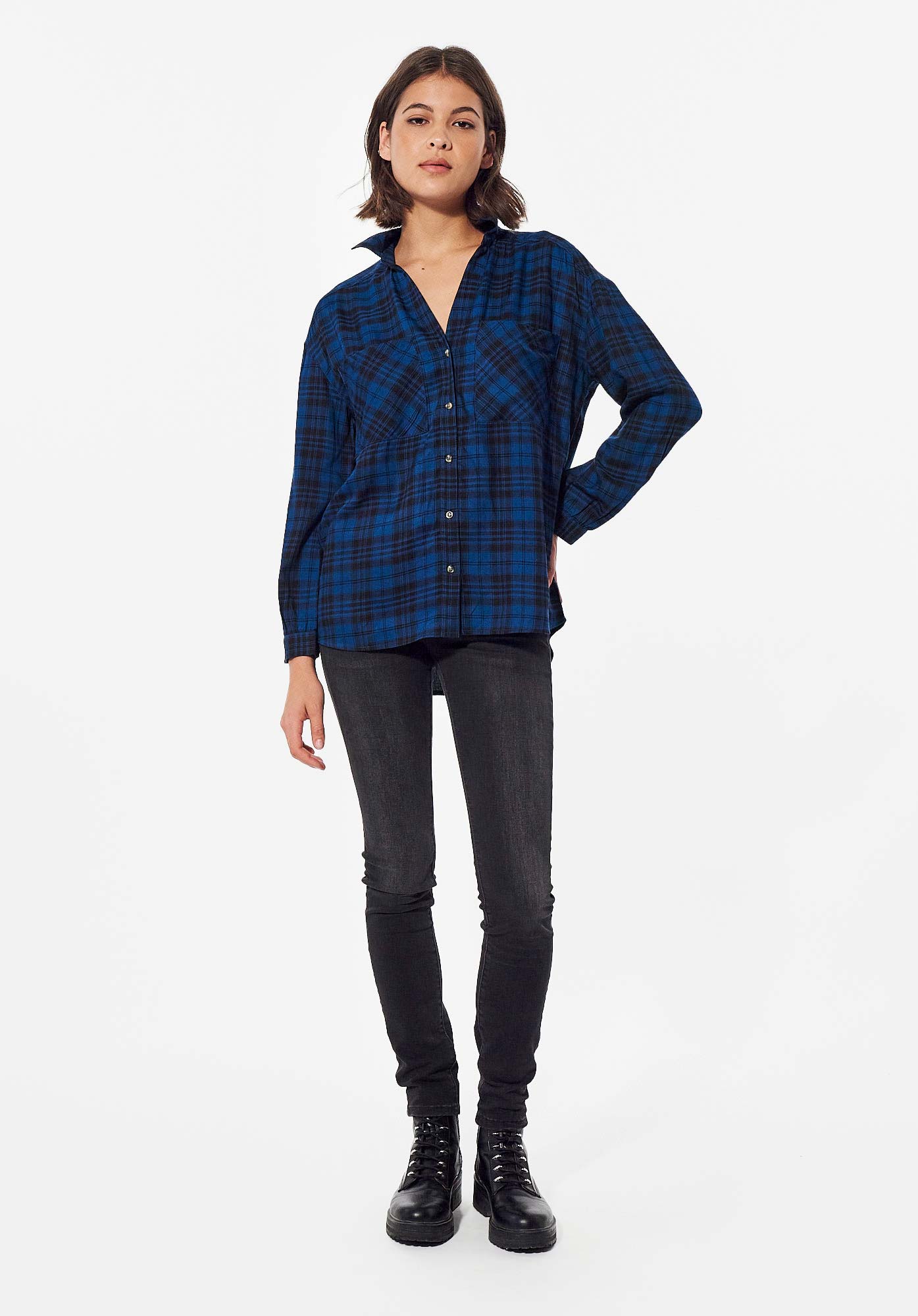 NESS   Chemise à carreaux bleus Femme