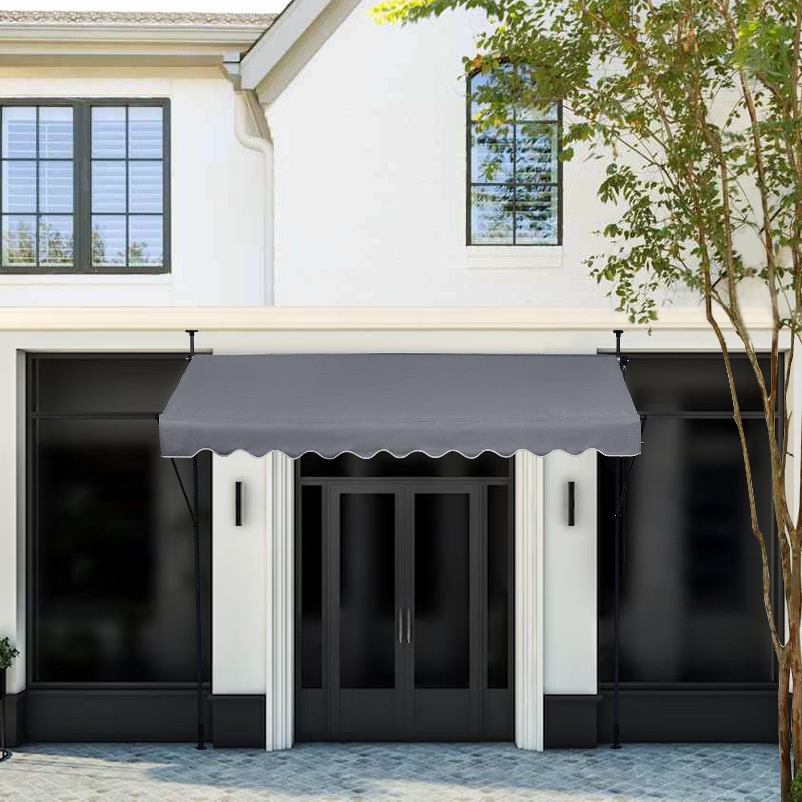 LEMROE Klemmmarkise 200-300cm Balkon Sonnenschutz mit Handkurbel