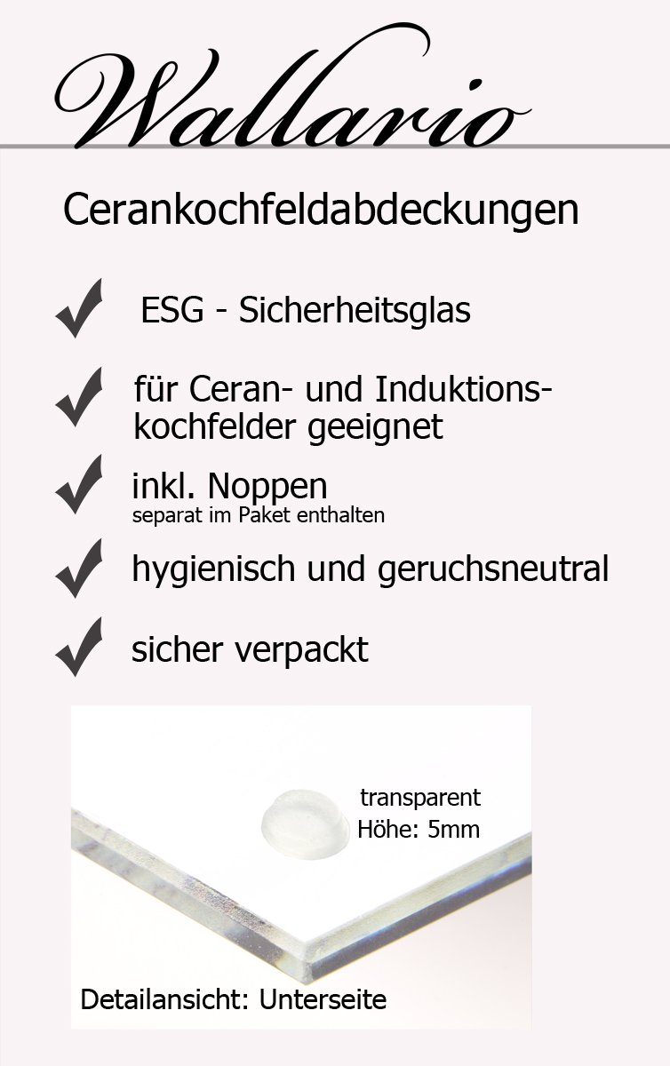 Wallario Herd-Abdeckplatte Schwarz, ESG-Sicherheitsglas, (Glasplatte, 1 tlg., inkl. 5mm Noppen), verschiedene Größen
