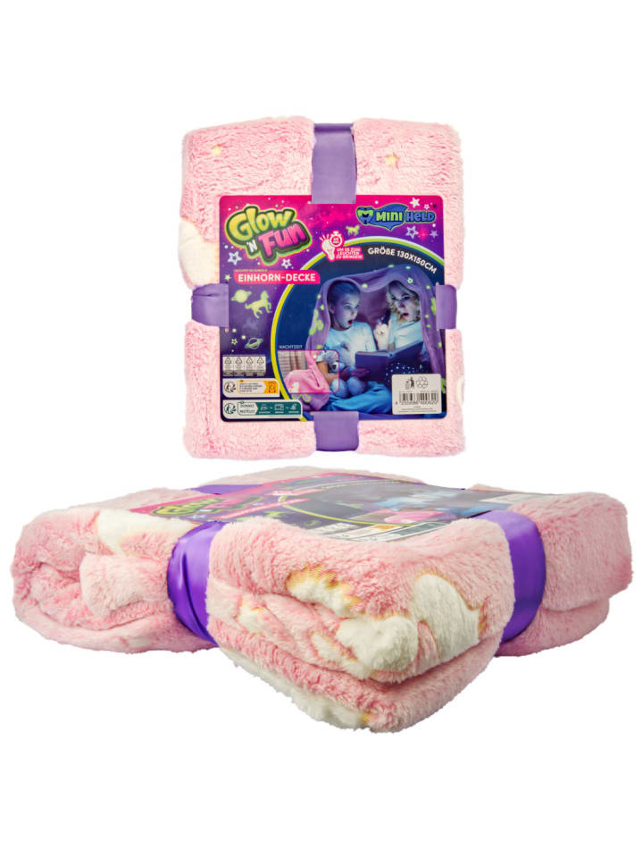 miniHeld Kinderdecke Kuscheldecke Einhorn Motiv leuchtet im Dunkeln 130x150cm 0 Monate günstig kaufen onesize