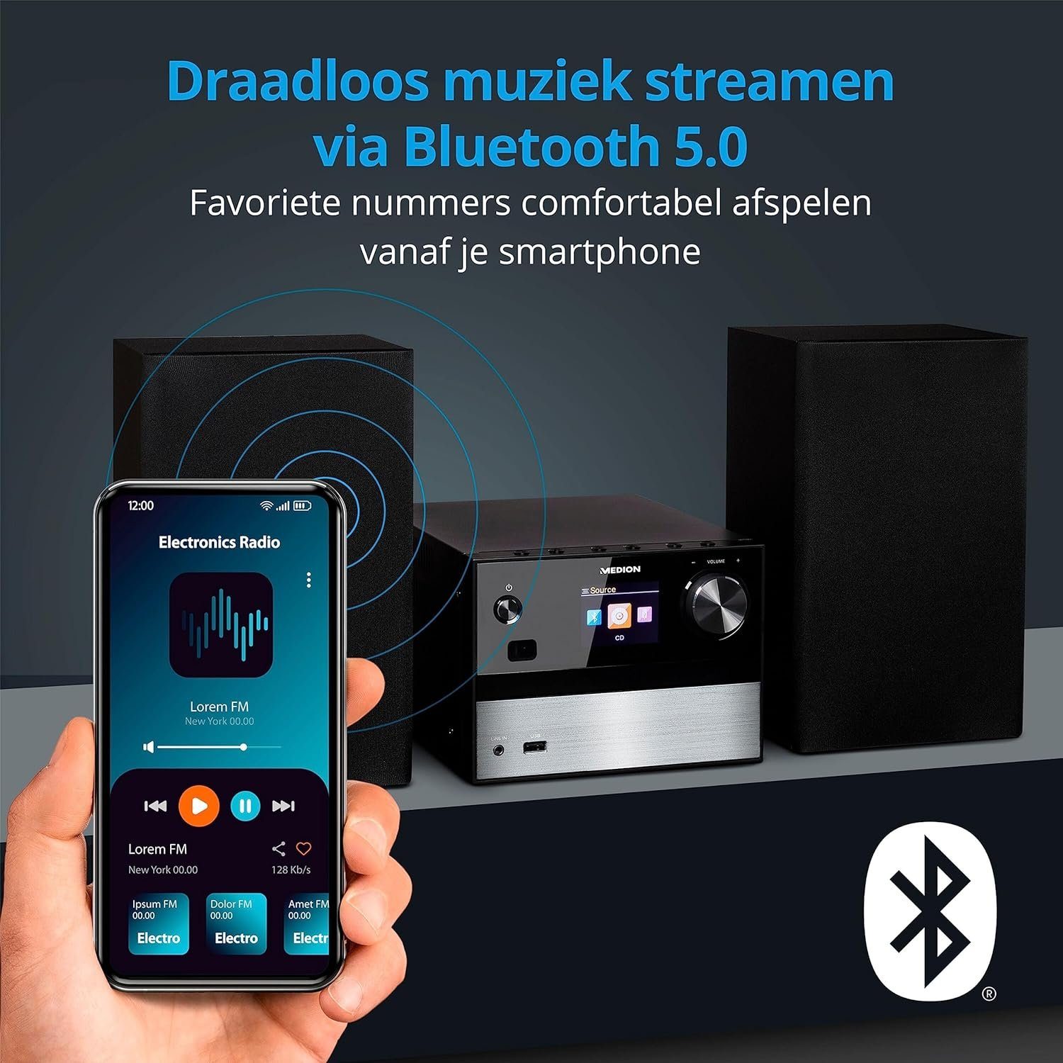 Medion® Medion P64014 Micro Audio System PLL UKW DAB+ Radio Bluetooth 2x 15W Lautsprechersystem