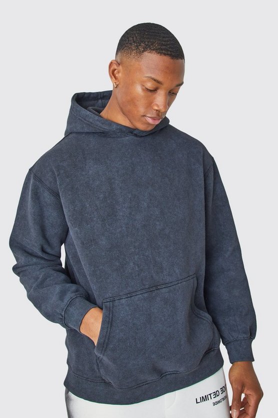 Oversize Hoodie mit Acid-Waschung und Print