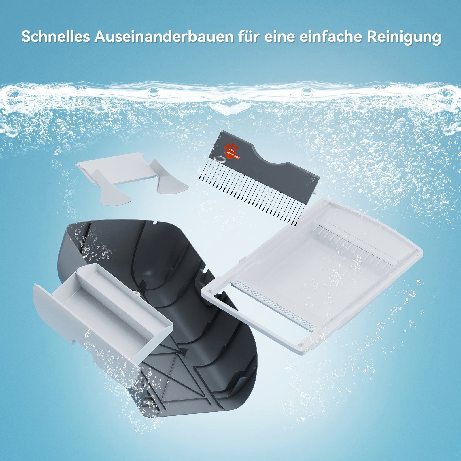 AstroPet Katzentoilette Tastensteuerung, Batteriebetrieben, Einklemmschutz und Desodorierung, 79,5L x 27,5B x 52,5H cm