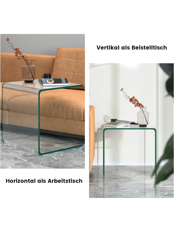 COSTWAY Beistelltisch Glas 45cm in Transparent günstig kaufen onesize