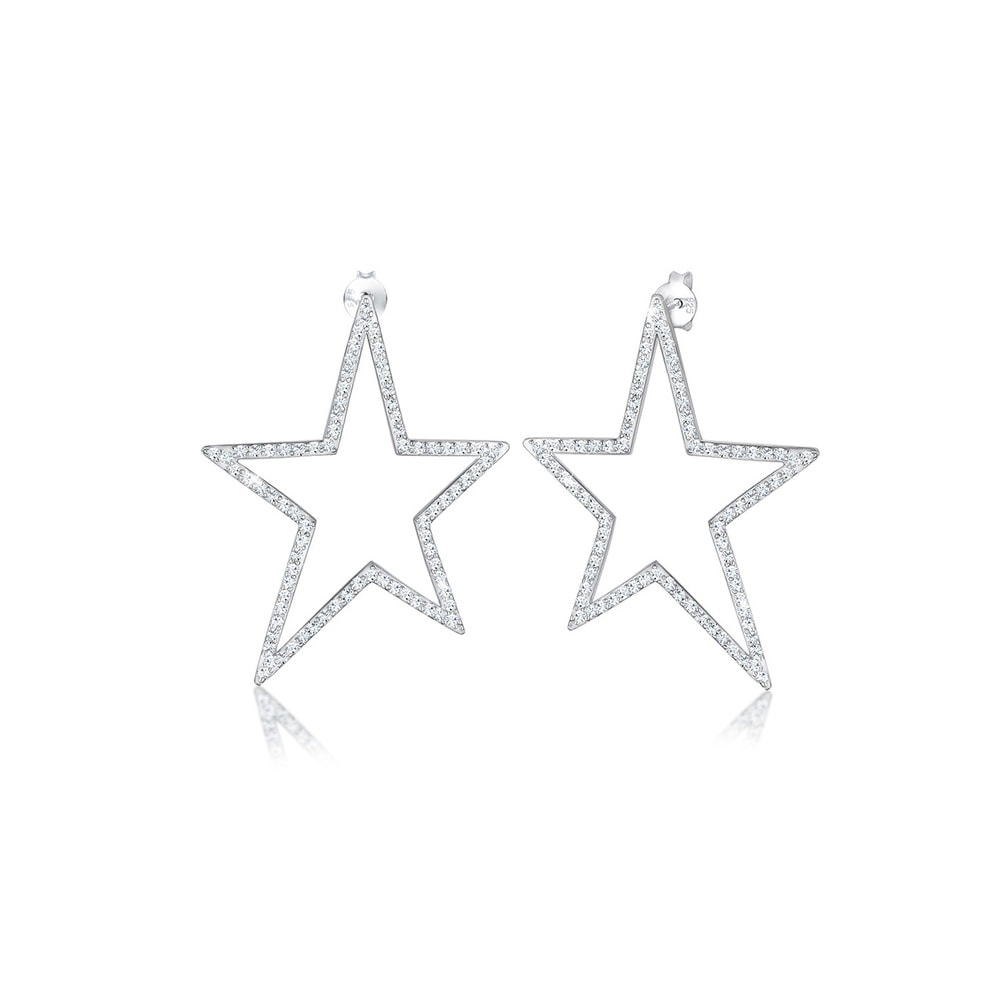 Elli Elli Boucles d'Oreilles Hänger Stern Kristalle 925 Silber Boucles d'oreilles