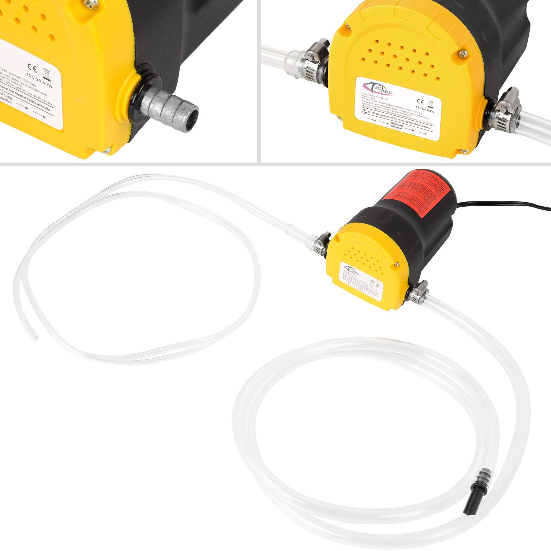tectake Ölabsaugpumpe Ölpumpe Nennspannung 12 Volt, Nennleistung 60