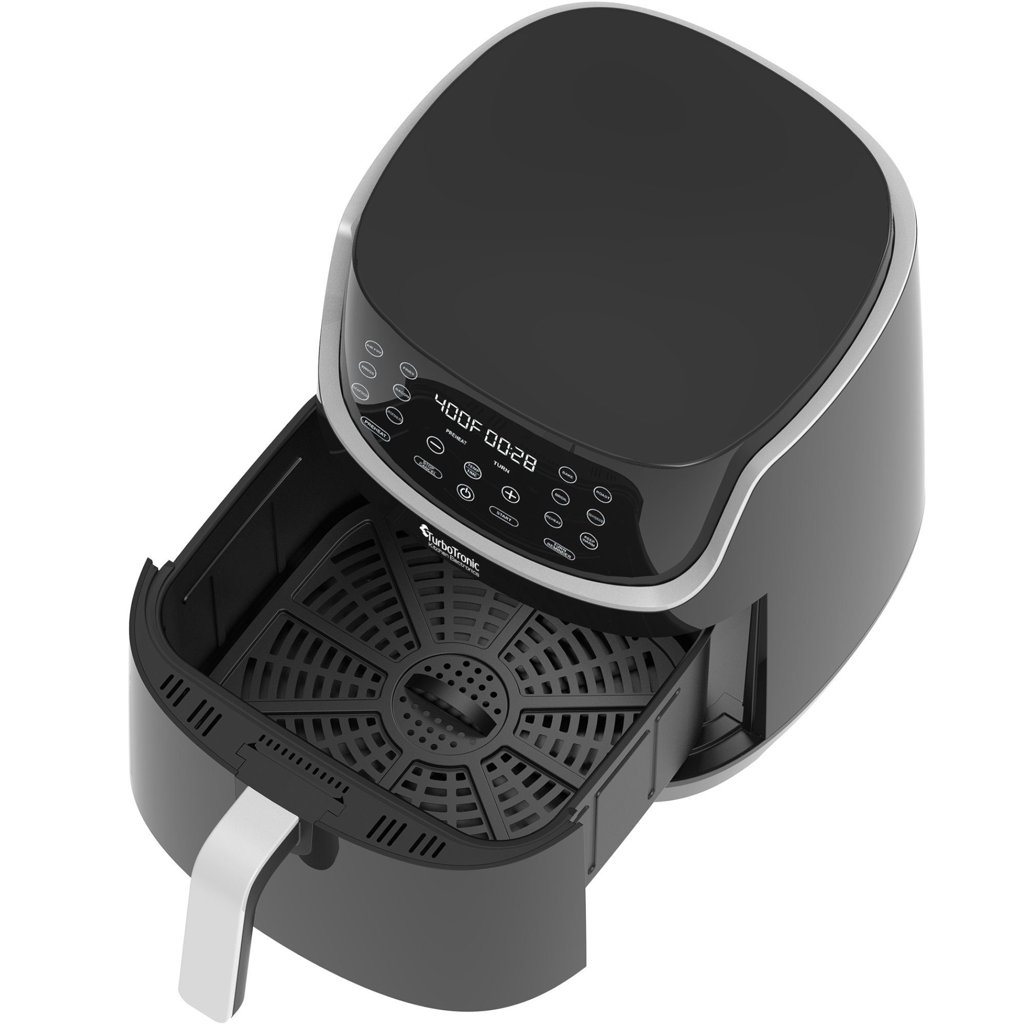 TurboTronic by Z-Line Heißluftfritteuse 8L, 13 Programme, XXL große Fritteuse Fettfrei ohne Öl, 80°C - 200°C, Power Camping Retro digital Airfryer AF13D