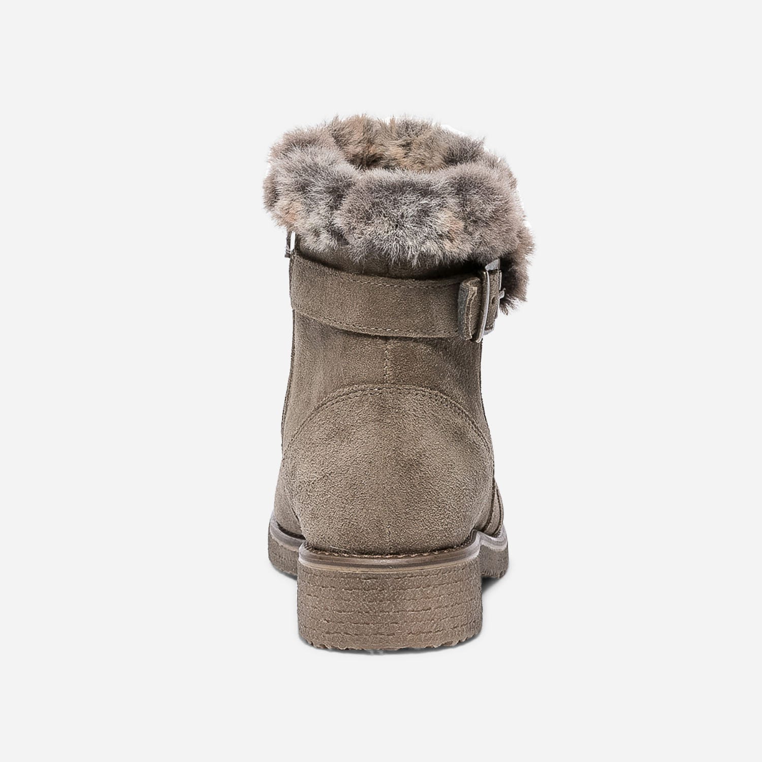 Boots taupe en cuir velours fourré