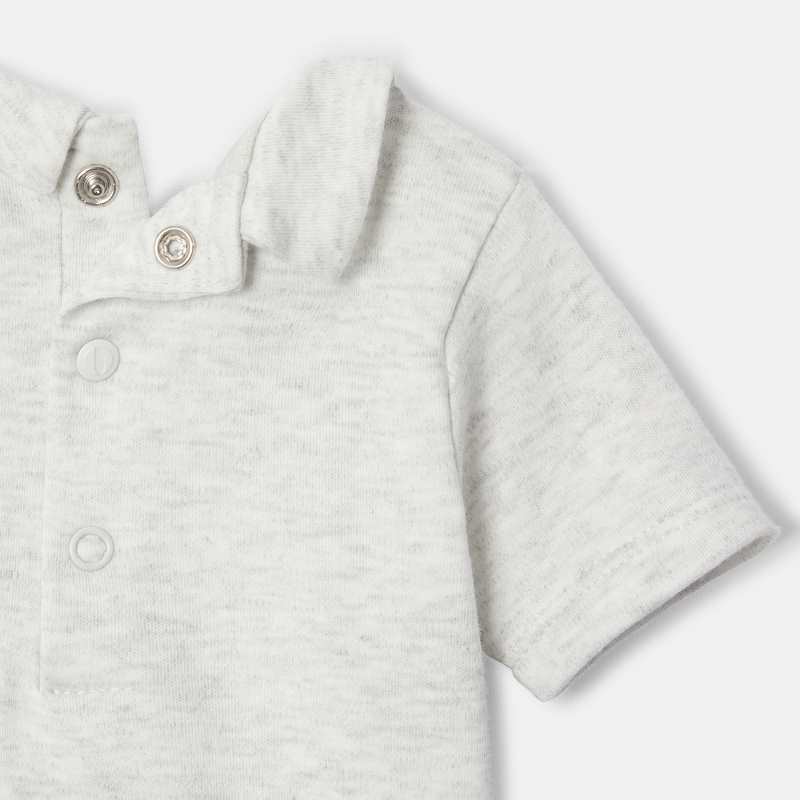 T-shirt col polo à manches courtes en coton bio blanc naissance Absorba