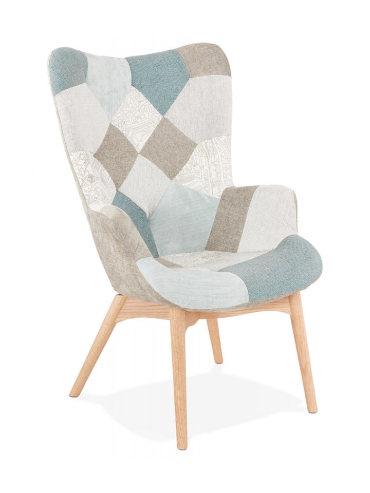 KADIMA DESIGN Lounge Stuhl DAMIAN | Patchwork Sessel mit Eichenholz Beinen günstig kaufen onesize