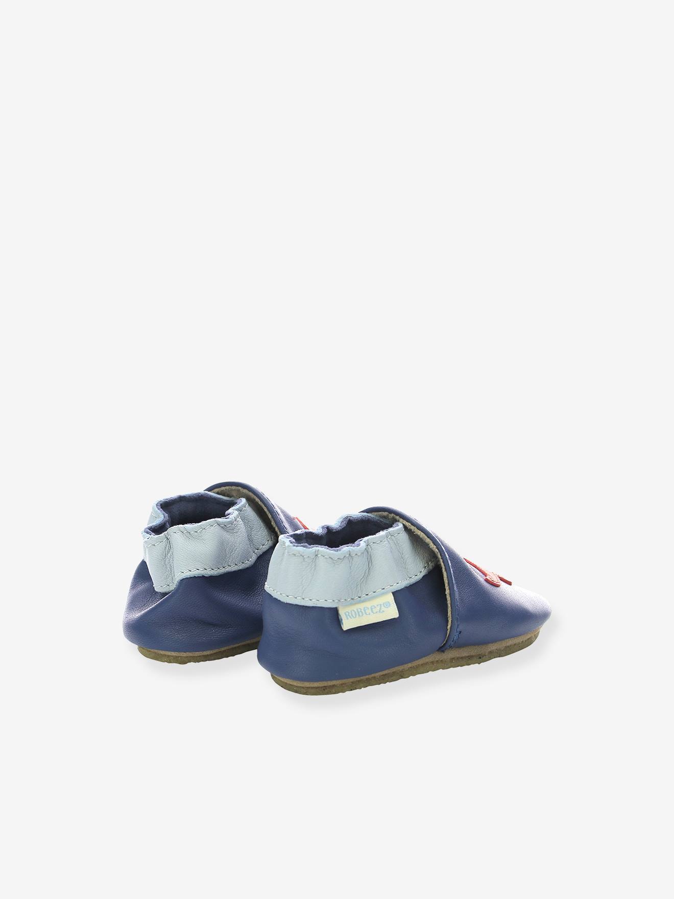 Robeez Baby Krabbelschuhe, Hausschuhe DINO TIME ROBEEZ, pflanzlich gegerbtes Leder - marine