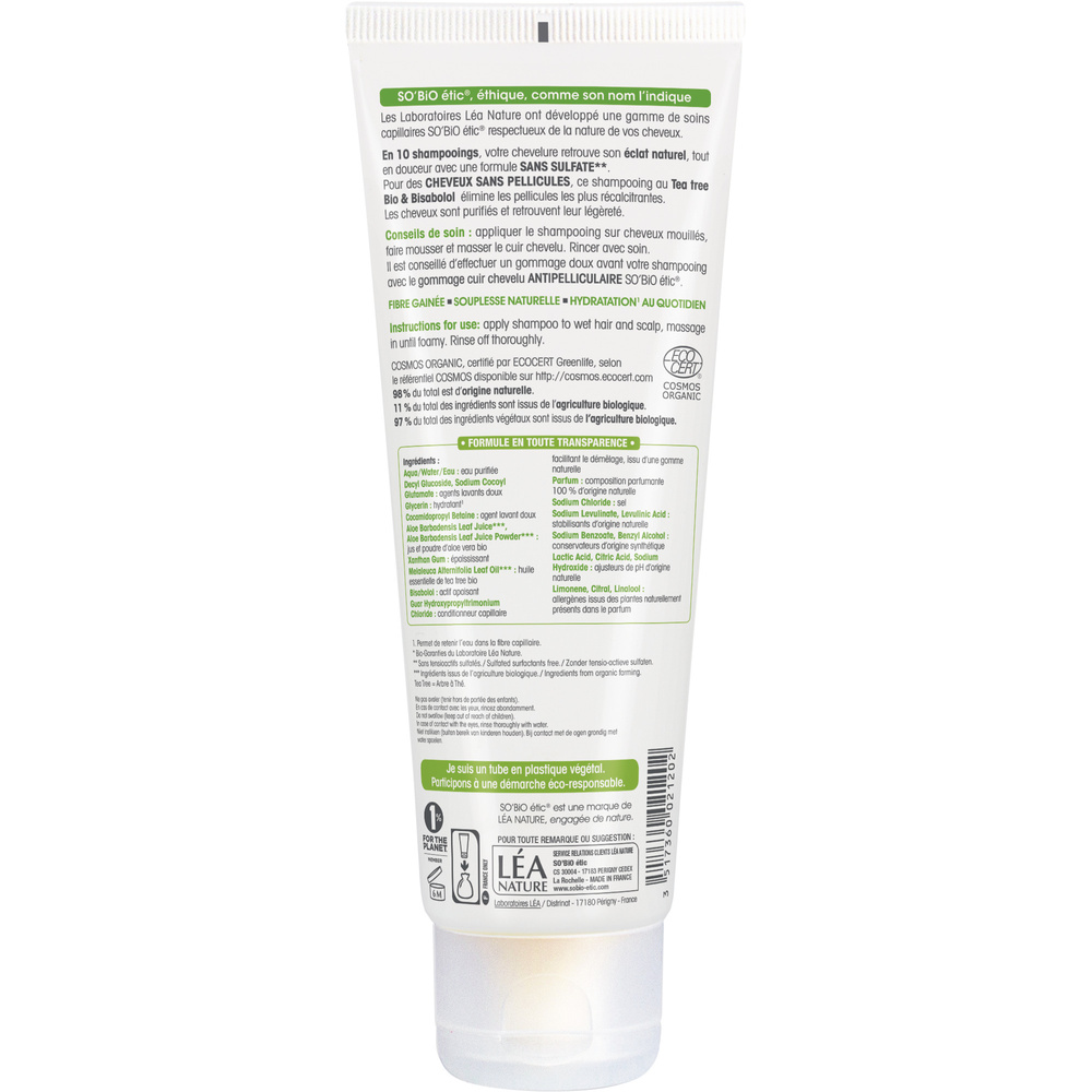 LÉA NATURE SO BiO étic Shampooing anti-pelliculaire, Tea Tree bio & Bisabolol Shampooing